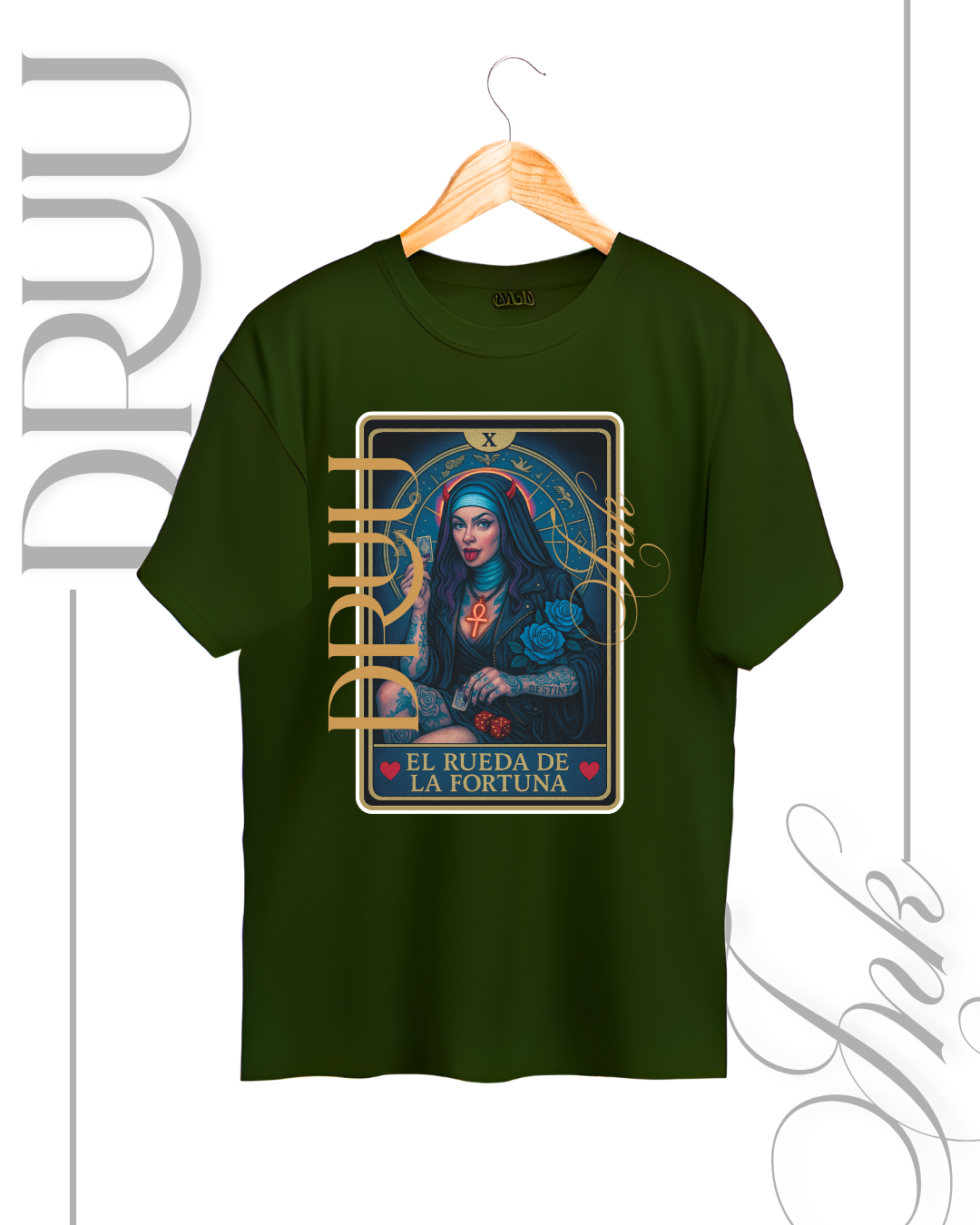 Playera tipo Oversize – Monja Rebelde “La Rueda de la Fortuna”