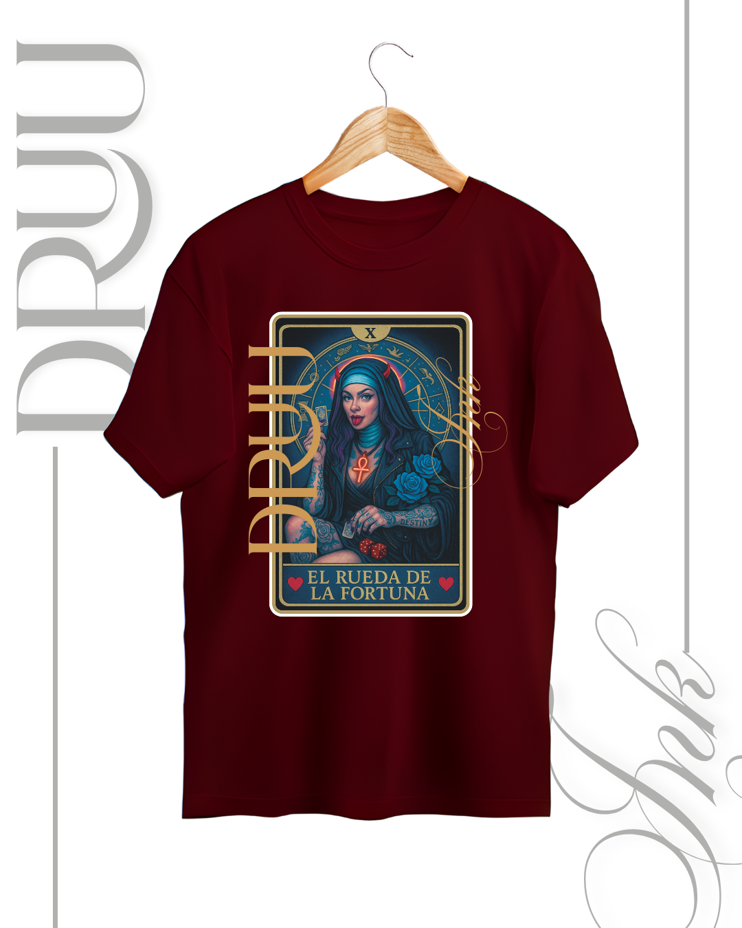Playera tipo Oversize – Monja Rebelde “La Rueda de la Fortuna”